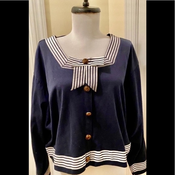 Vintage Navy Wave Sailor Button Up Cardigan Blazer - Picture 3 of 15
